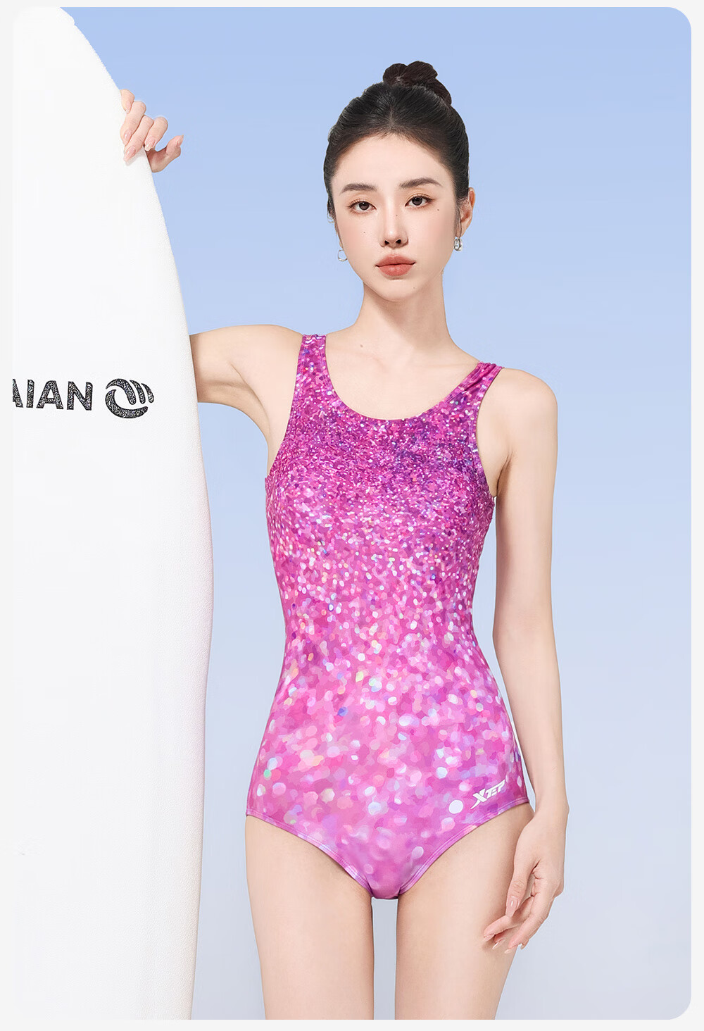 Xtep Women's Slimming Tummy Control One-Piece Triangle Sexy Professional Racing Swimsuit for Swimming Pool 9