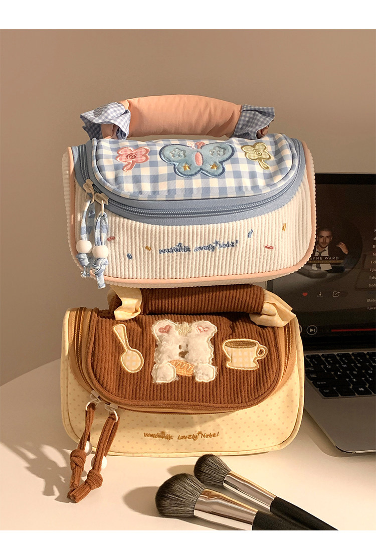 AMOR HOUR Cute Handheld Pencil Case High-Value Sweetheart Butterfly Stationery Bag Girls Dopamine Study Supplies Large Capacity Student Multifunctional Storage Bag Birthday Gift 5