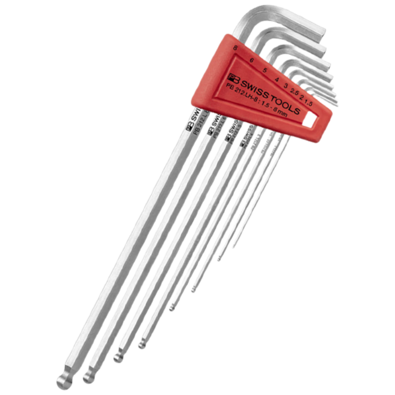 PB SWISSTOOLS Swiss Imported Metric Long Hex Key Flat Head 8-Piece Set PB 212.LH-8 8-Piece Set