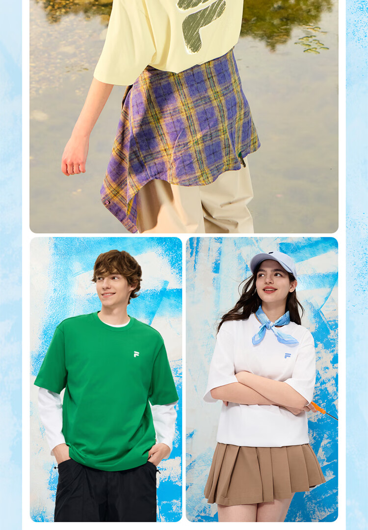 FILA FUSION Fashion Brand Zhang Hao Couple Knit Short Sleeve Shirt 2026 Spring Casual Loose Pure Cotton T-Shirt 11