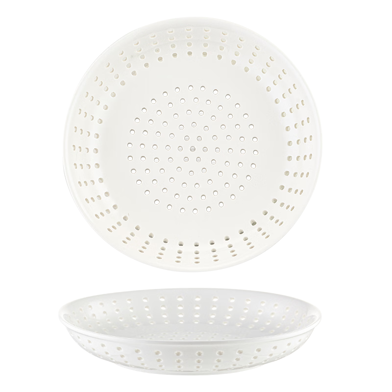 Onlycook Ceramic Steamer Plate Microwave Perforated Dumpling Tray Water-Steamed Grid Breakfast Draining Vegetable Plate Seafood Steaming Dish - Small
