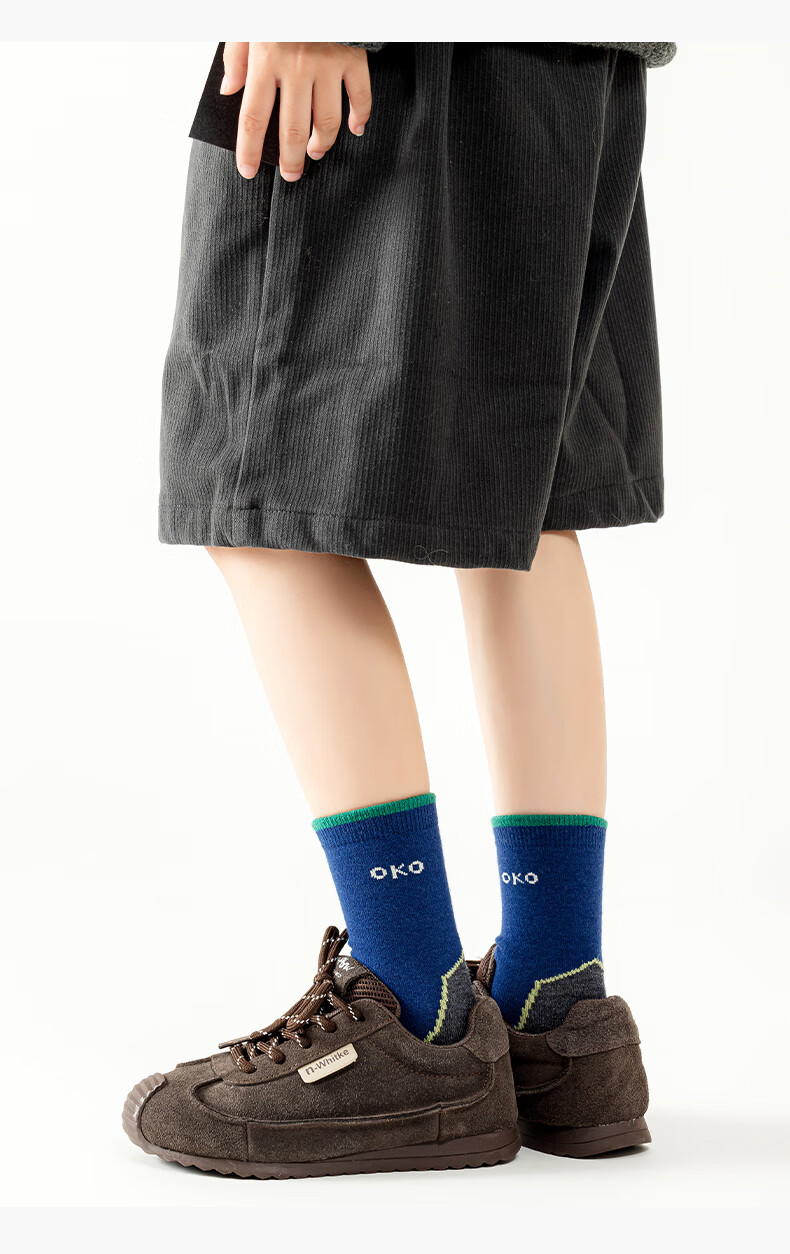 MiiOW Boys' Autumn Winter Sports Socks, Sweat-Absorbing, Odor-Resistant, Fleece-Lined, Mid-Calf, Thickened, Warm for Older Children and Teens 9