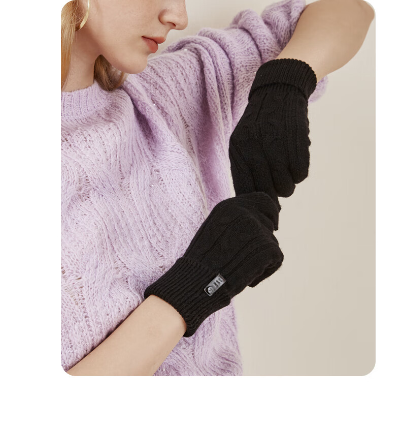 ELLE 100% Wool Gloves Women Autumn Winter Outdoor Warm Fashion Knitted Touchscreen Compatible Driving Student Christmas 2