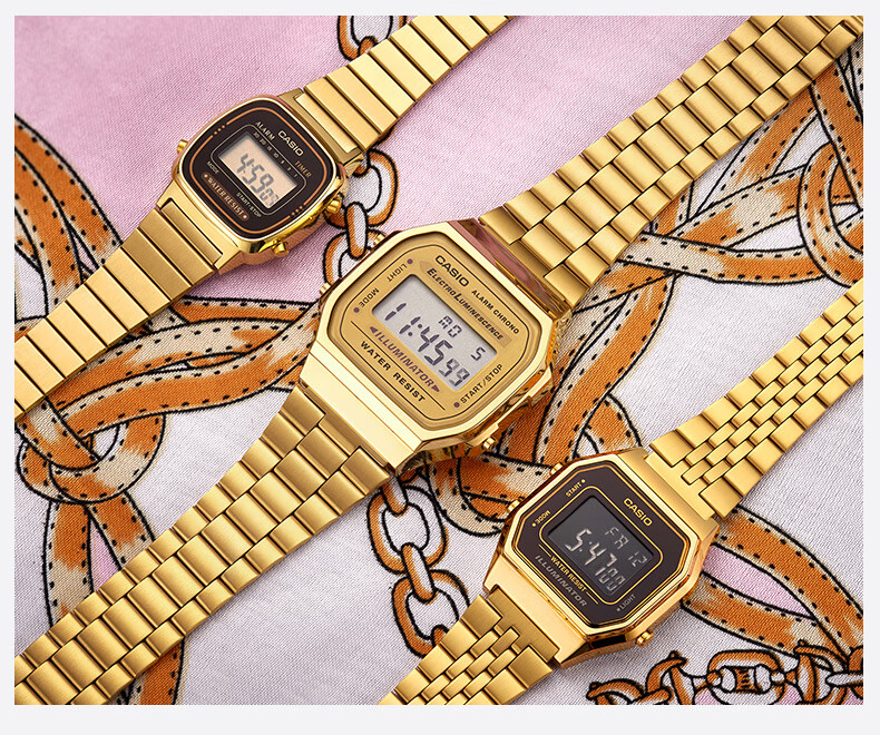 CASIO Men's Watch, Small Gold Watch, Small Square Couple Sports Student Electronic Watch for Men And Women, Gift A159W-N1D 22