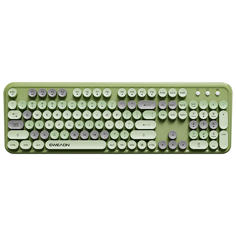 EWEADN V96 Wireless Bluetooth Dual-Mode Keyboard And Mouse Set, Stylish Retro Punk Mechanical Feel Silent 104-Key Office Gaming Laptop Membrane Keyboard