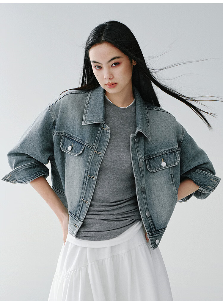 Semir Women's Denim Jacket Short Retro Fashion Boxy Jacket 2026 Spring Commuter 109126108005 20