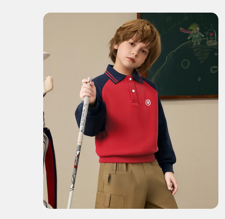ASK JUNIOR Kids Sweatshirt Boys Spring Polo Collar Colorblock Base Shirt School Style Top 110 6