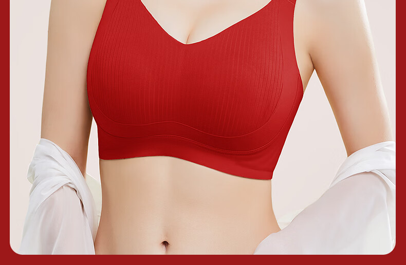 QianNaiMei Red Festive Wedding Large Bust Minimizing Side Support Main Year Bra Set Gray Blue 85D E+XL 23