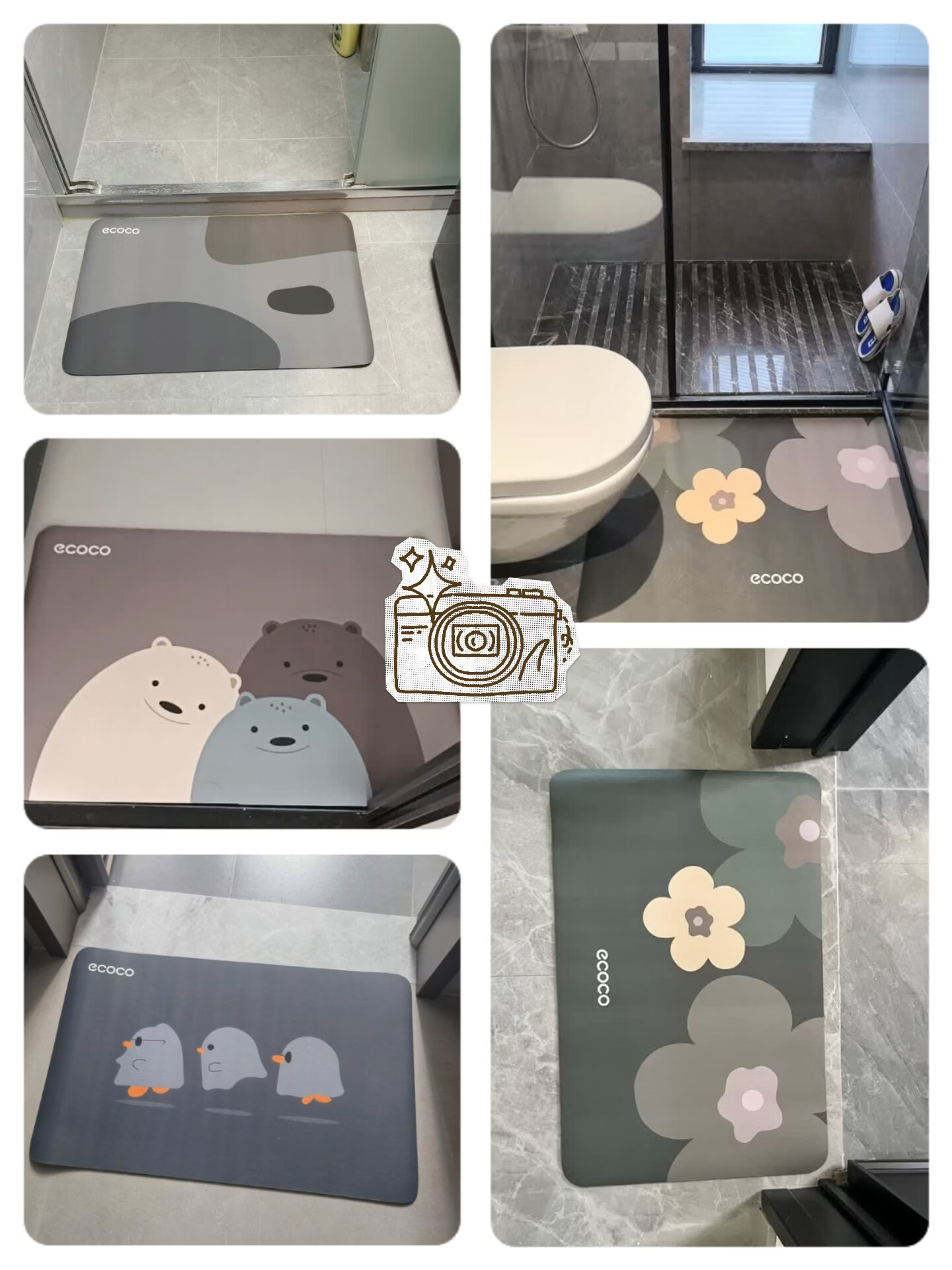 Ecoco Bathroom Mat Absorbent Soft Floor Rug Toilet Home Non-Slip Entrance Door Mat 1