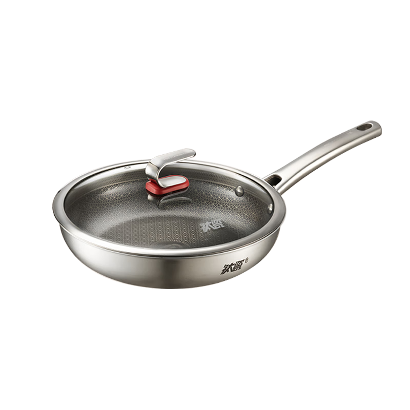 ASD Titanium Ceramic Honeycomb Stainless Steel Non-Stick Frying Pan, Fluorine-Free Coating, Egg and Steak Pan, Compatible with Induction Cookers, Model 28E6