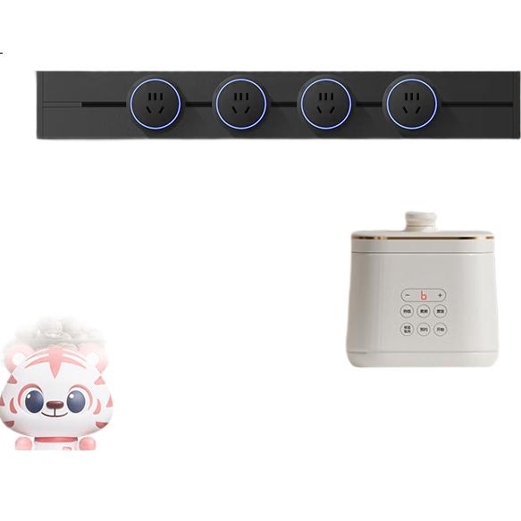 Розетка-трек передвижная Guojidiangong, встроенная в кухню, на поверхности шкафа, без сверления, 60 см + 4 пятигнездные розетки, черная
