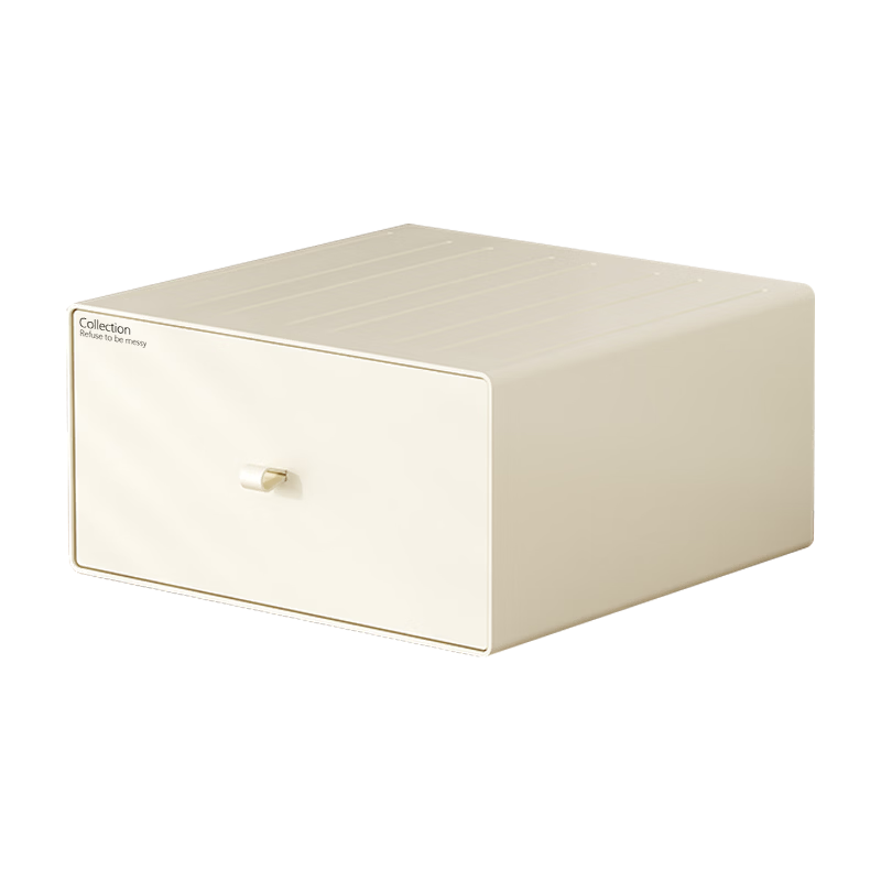 DOCOXO Desktop Storage Box Drawer Organizer Office Desk Organizer Cream White Tall Large Size
