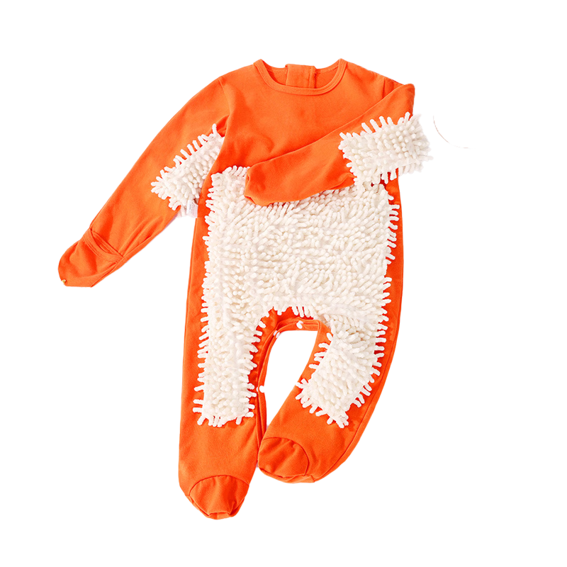 Babyprints Baby Romper Autumn Winter Floor-Length Elbow Protection Crawling Suit Anti-Dirt Hand and Foot Coverall Orange Size 90