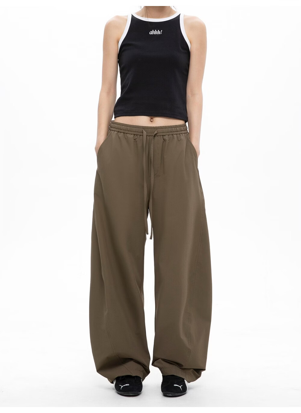 ICH MODE Women's American Style Straight White Pants Thin Loose Popular Cargo Sports Casual Pants White XL 31