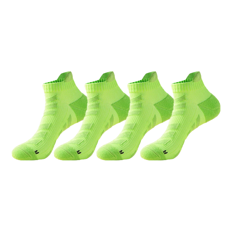 361° Authentic Sports Short Socks for Men, Low-Cut, Breathable, Sweat-Absorbing, Shock-Absorbing, Non-Slip Running Socks, Green/4 Pairs, One Size