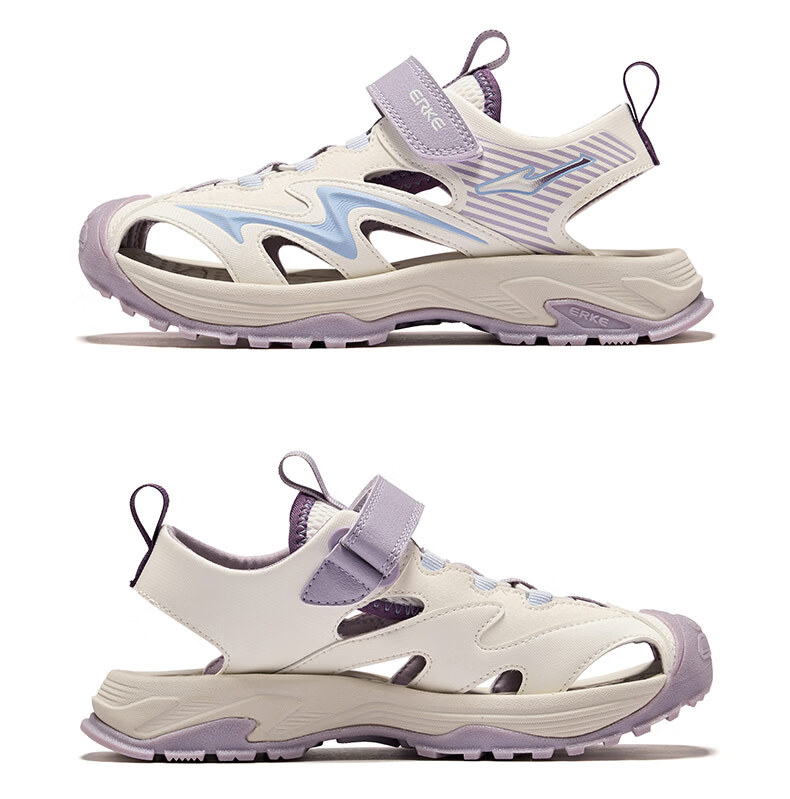 ERKE Kids Sandals Boys and Girls Closed-Toe Anti-Collision Sandals Microcrystalline White/Pink Frost Color Size 34 52