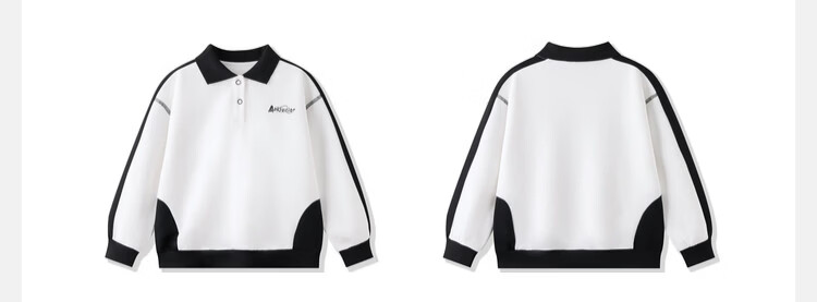ASK JUNIOR Kids Sweatshirt Spring Boys Polo Collar Base Shirt School Style White 110 2