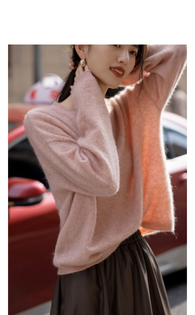 DME Wool Mohair Blend Winter Ribbed Crewneck Loose Drop Shoulder Soft Stretch Knit Sweater for Women 11