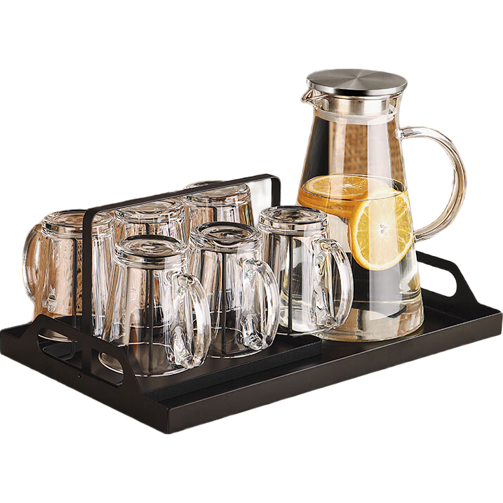 CRISTALGLASS High Temperature Resistant Glass Cup Home Set with Handle Tea and Water Drinking Cups Stylish Drinkware Set