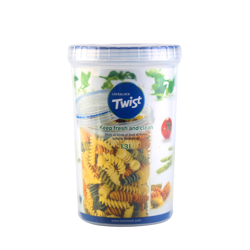 LOCK&LOCK Sealed Plastic Food Storage Containers for Milk Powder, Tea Leaves, Storage, And Refrigerator Organization, 1.3L*2