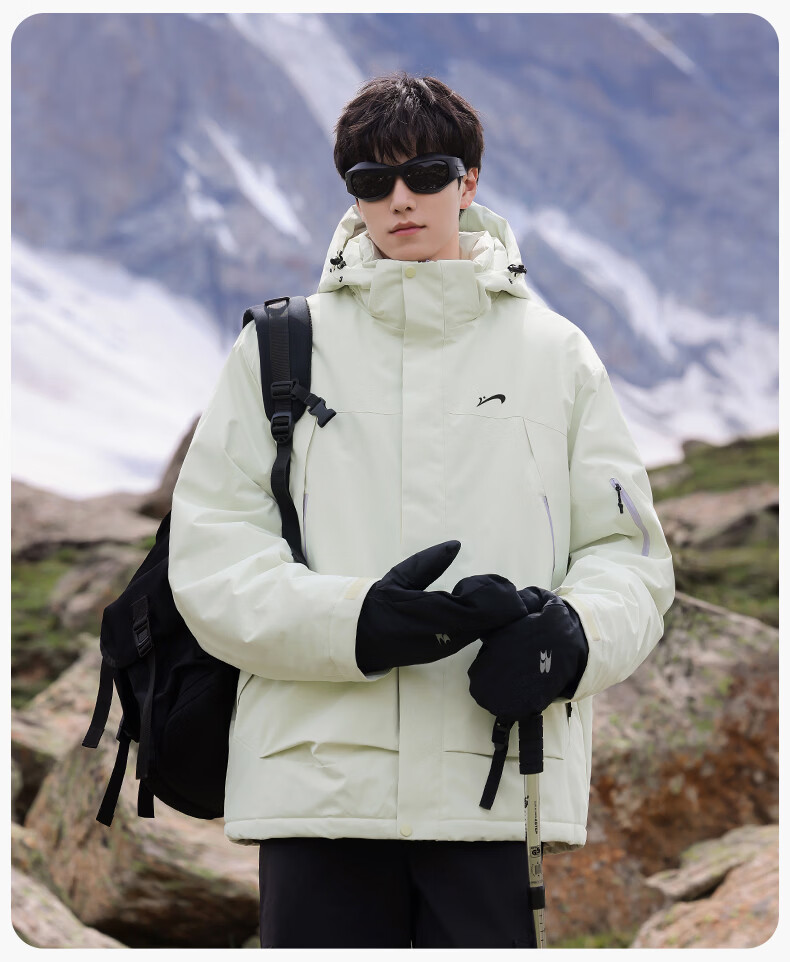 Guirenniao Men's Workwear Cotton Padded Jacket Winter New Thickened Cold-Resistant Hooded Coat Khaki 3XL 11