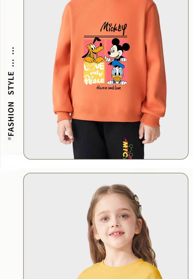 Disney Kids Autumn Winter Fleece Lined New Year Sweatshirt and Sweatpants Set Warm Versatile Festive Red Ingot - Black Beautiful 130 11