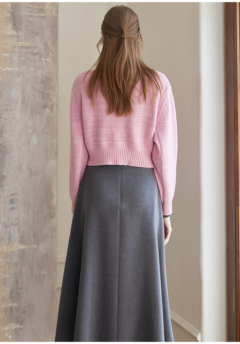 ROEYSHOUSE Women's Versatile Flared Midi Skirt Winter Slim Fit High Waist Office Skirt 11781 Gray XL 13