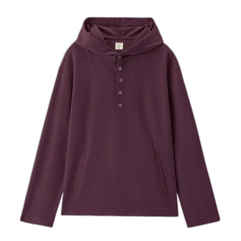 Giordano Women's T-Shirt Distressed Hooded Half-Zip Loose Knit Sweatshirt 05325801