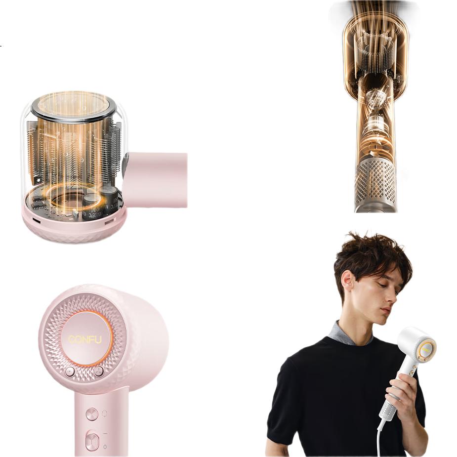 Фен Kangfu (CONFU) F9Pro, 50 миллиардов плазменных лучей, 1900 Вт, 3 скорости, 3 температурных режима, цвет вишневый цвет, с насадкой Shunfa