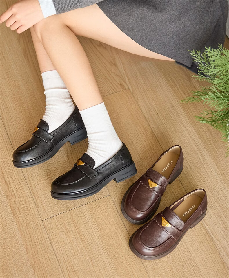 Eierkang Women's Sheepskin Soft Sole Slip-On Loafers Flat Comfortable Leather Shoes Black 38 16887W 7
