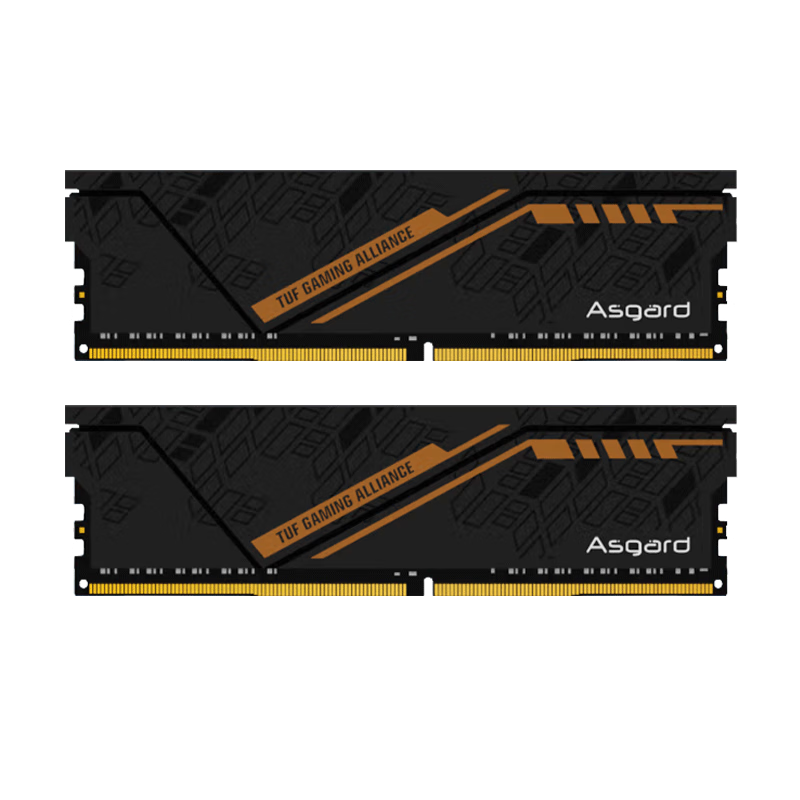 Asgard 32GB (16GB X 2) DDR4 3200 Desktop Memory Module, Jinlun Jia & TUF Co-Branded Edition, Heat Spreader, Selected Chips, CL18, Black Orange Armor AI Computer Accessory