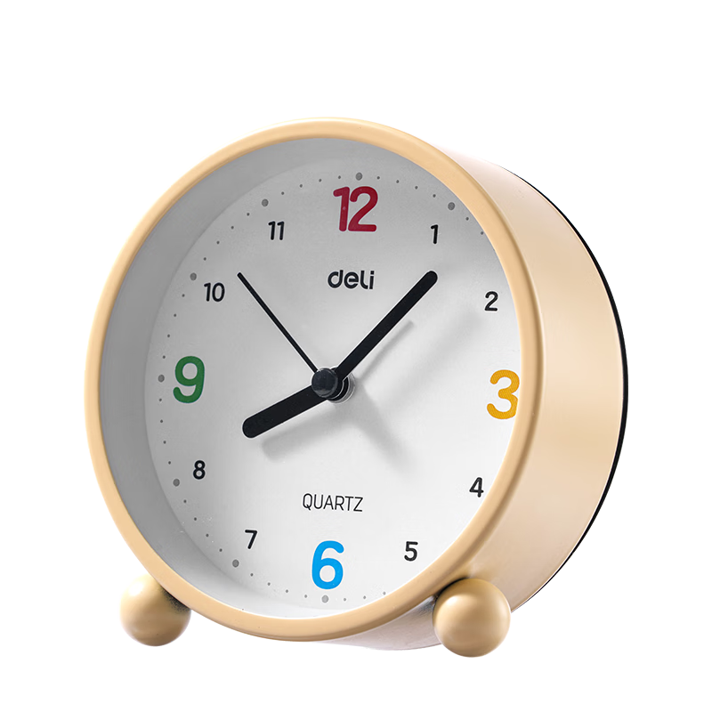 Deli Student Children's Bedside Alarm Clock Powerful Wake-up Silent Sweep Second LE308 Clock Alarm Clock (Yellow) (Unit) Back to School Season