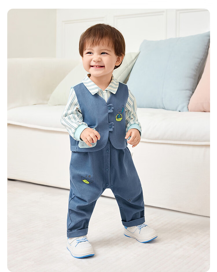 Balabala [balaOne] Kids Baby Outfit 2026 Spring Newborn Knitted Romper 11