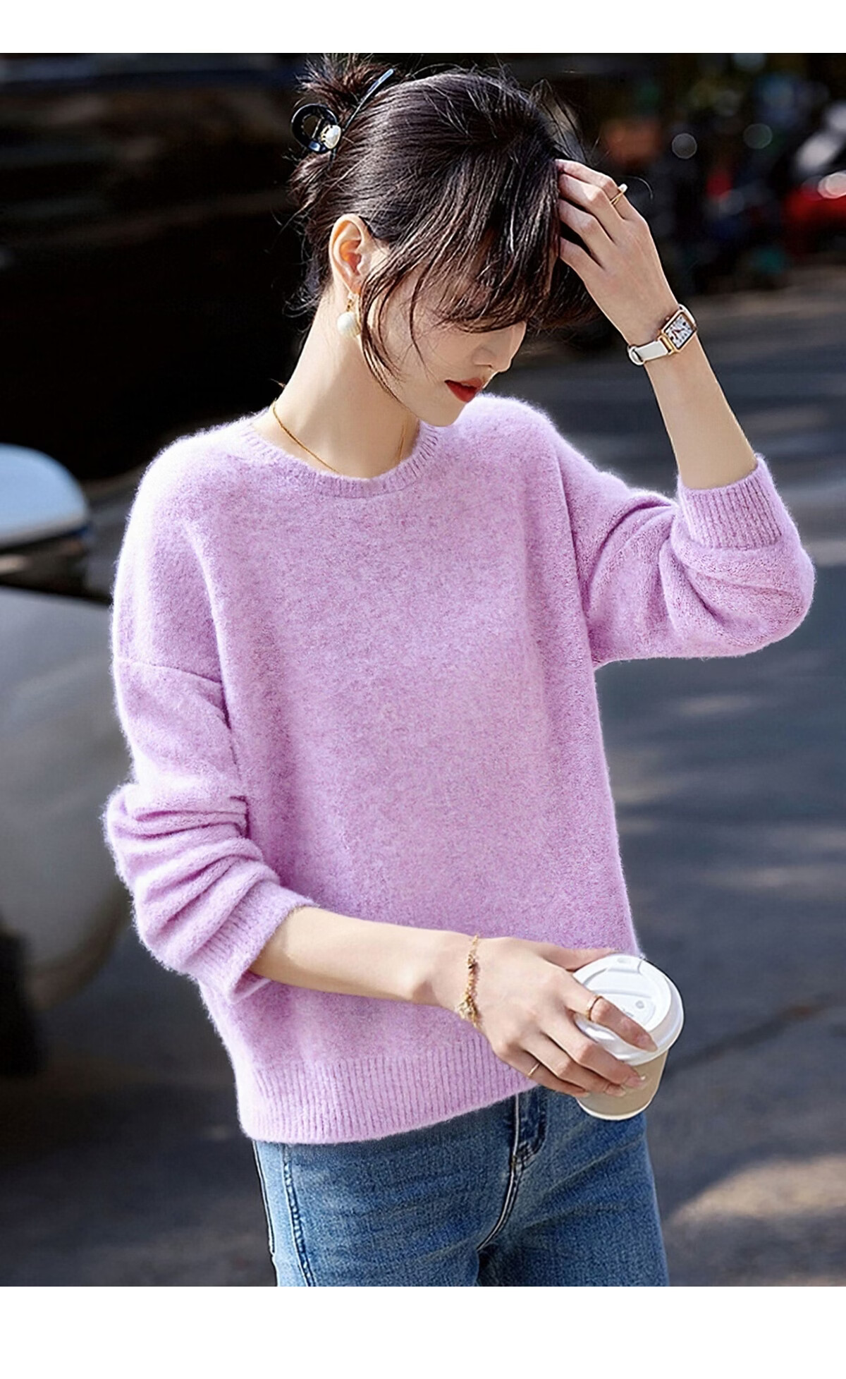 She Enjoy Women's Knitted Sweater Lazy Style Round Neck Fashion Versatile Soft Pullover T53Z071 2