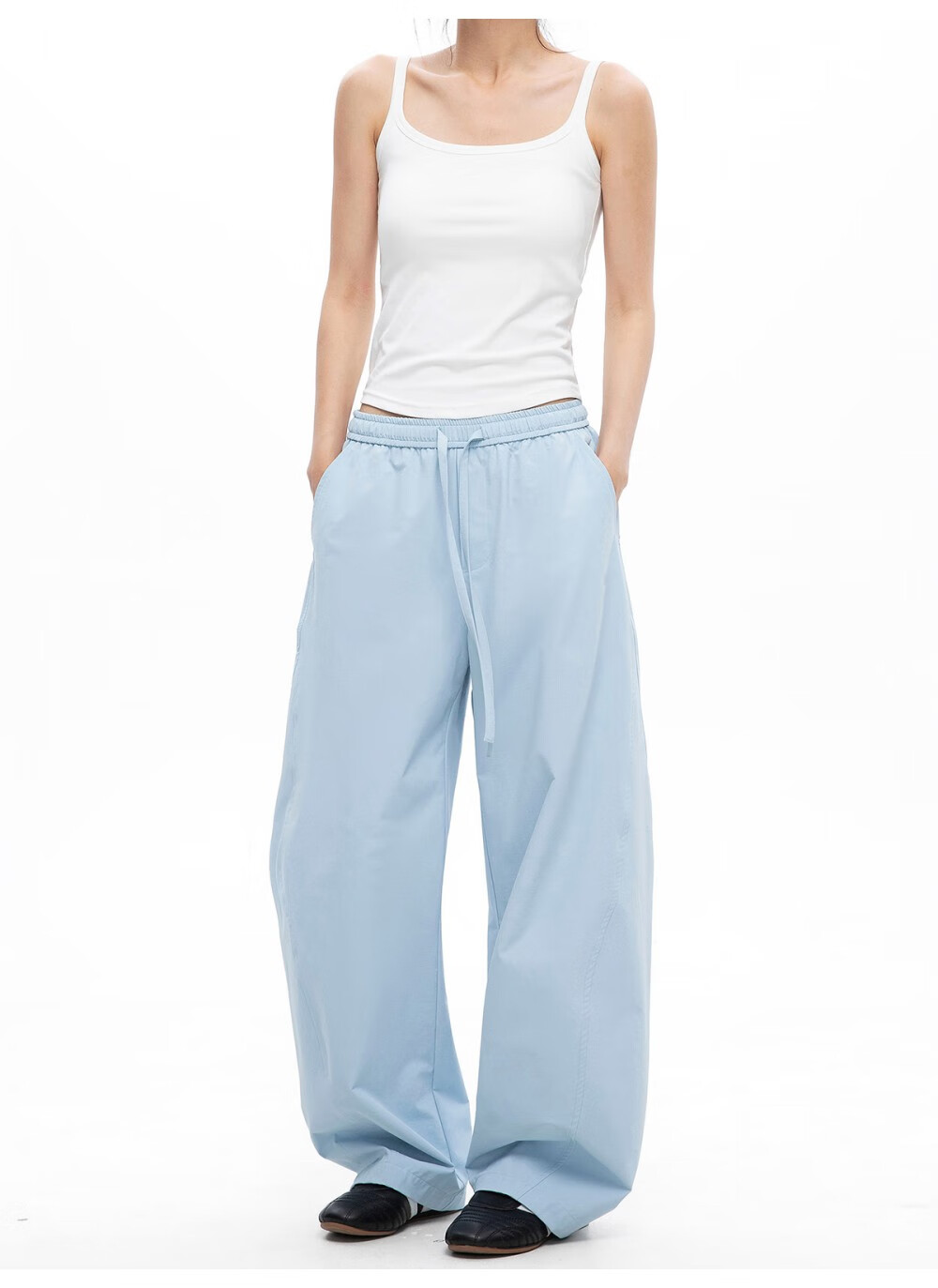ICH MODE Women's American Style Straight White Pants Thin Loose Popular Cargo Sports Casual Pants White XL 22