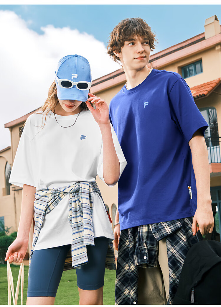 FILA FUSION Fashion Brand Zhang Hao Couple Knit Short Sleeve Shirt 2026 Spring Casual Loose Pure Cotton T-Shirt 31