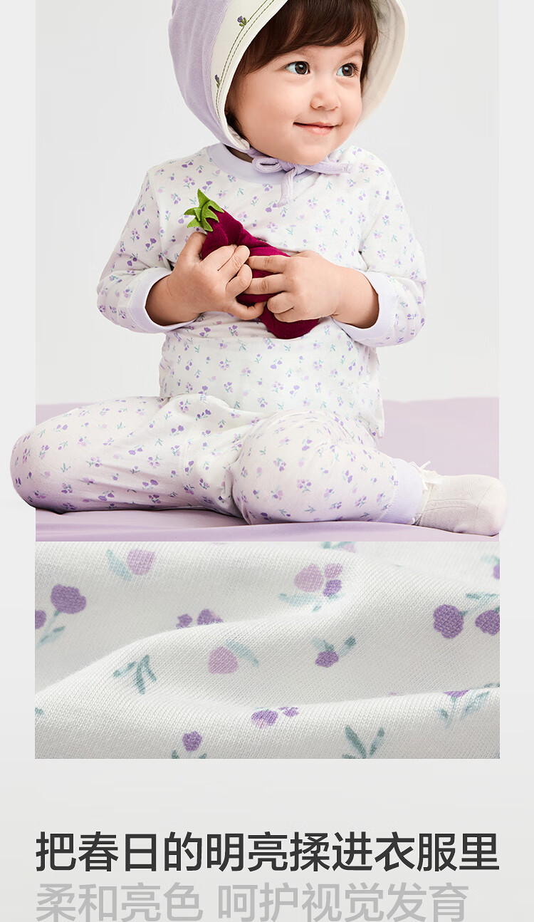 Balabala [balaOne] Kids Baby Underwear Set 2025 New Homewear Ribbed High-Waist Warm Pajamas Cute 1