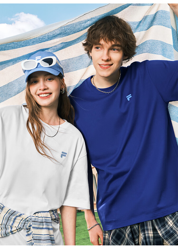 FILA FUSION Fashion Brand Zhang Hao Couple Knit Short Sleeve Shirt 2026 Spring Casual Loose Pure Cotton T-Shirt 32