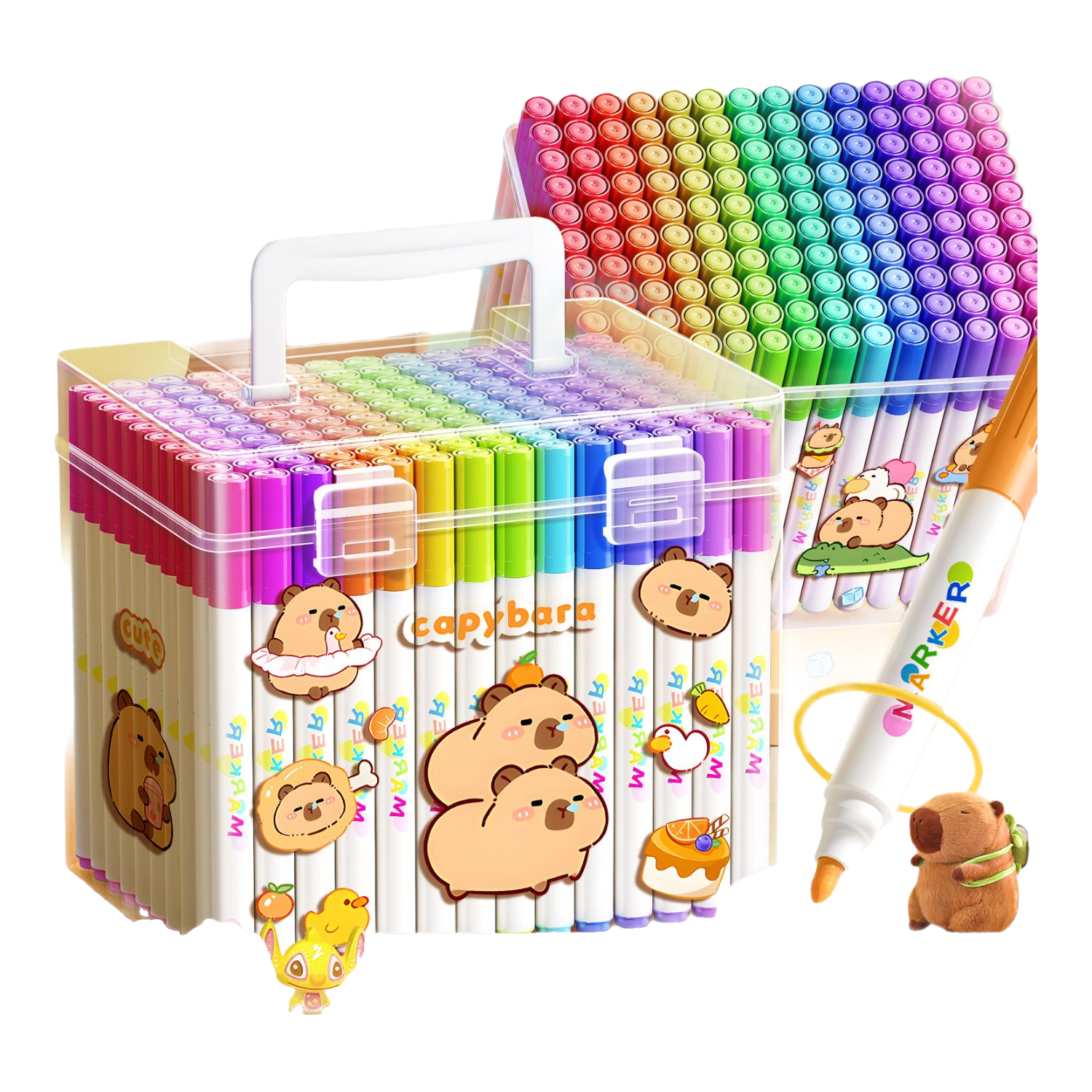 Mingyu 60-Color Capybara Acrylic Markers, Watercolor Pens for Elementary School Students, Art-Specific Drawing Pens, Washable, Layering Effect, Children's Birthday Essential Gift, 60 Colors/Tube