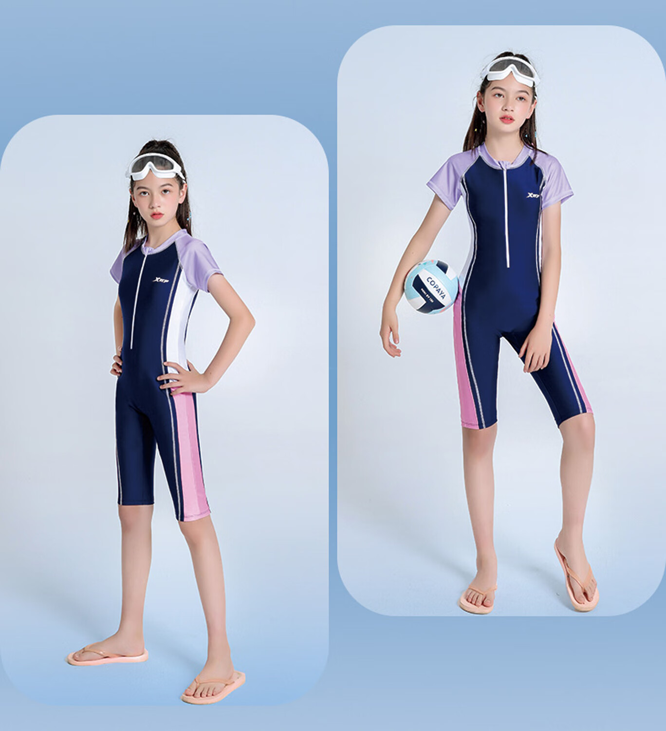 Xtep Kids Girls One-Piece Swimsuit Middle and High School Conservative Youth Fashion Comfortable Sports Training Swimwear 13