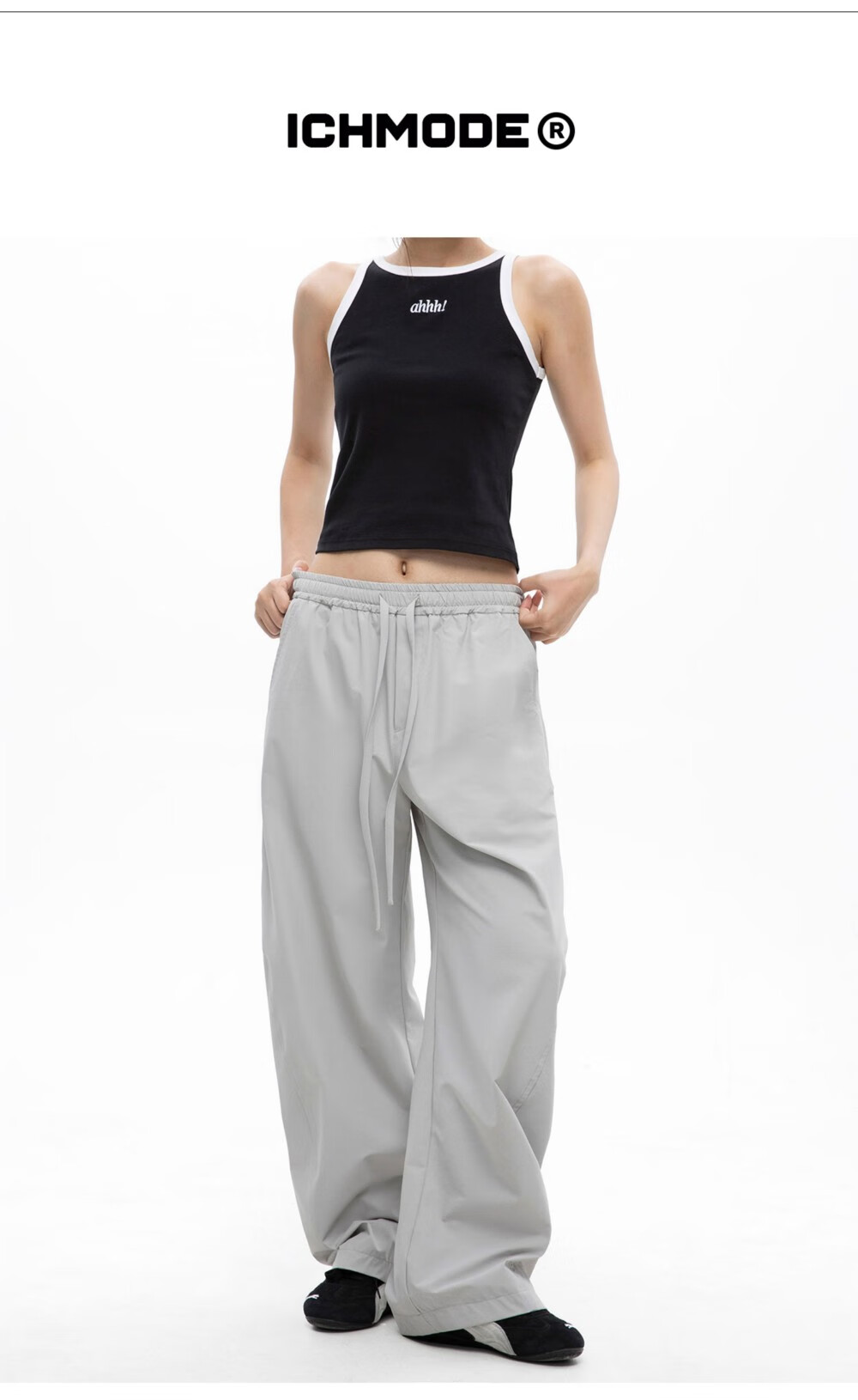 ICH MODE Women's American Style Straight White Pants Thin Loose Popular Cargo Sports Casual Pants White XL 5