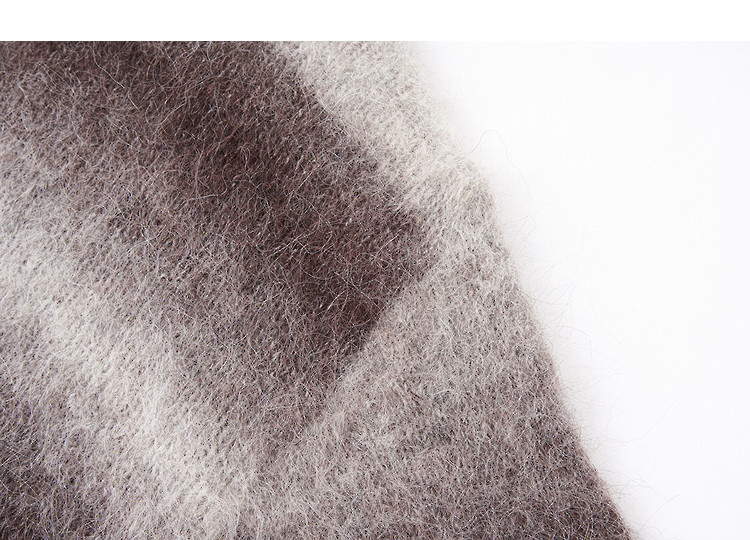 Demana Premium Alpaca Wool Blend Gradient Stripe Crew Neck Sweater Women's Fluffy Soft Knit Top Winter 13