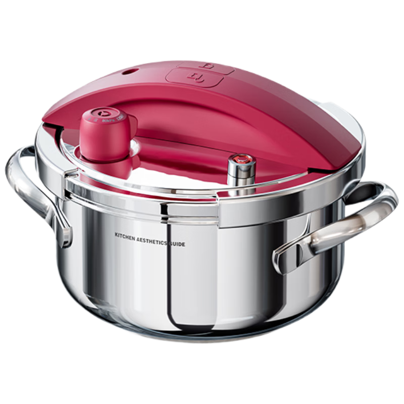 Royalstar High-Pressure Cooker 304 Stainless Steel Small Household Gas and Induction Cooker Compatible Explosion-Proof Small Capacity Pressure Cooker Red 4L
