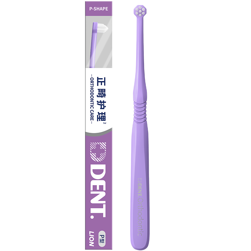 Lion DENT Orthodontic Healthy Teeth P-Type Toothbrush for Teen Students 1 Piece