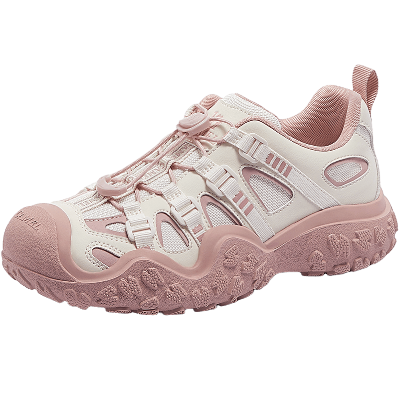 CAMEL Cute Ugly Style Women's Fashion Patchwork Thick Sole Outdoor Casual Hiking Shoes L26S202101 Off-White/Pink Size 37
