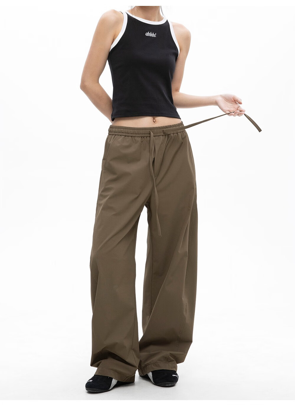 ICH MODE Women's American Style Straight White Pants Thin Loose Popular Cargo Sports Casual Pants White XL 33