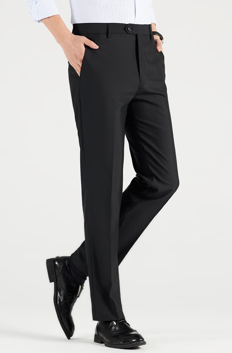 ROMON Men's Four-Season Business Casual Wrinkle-Resistant Dress Pants Black 34 8