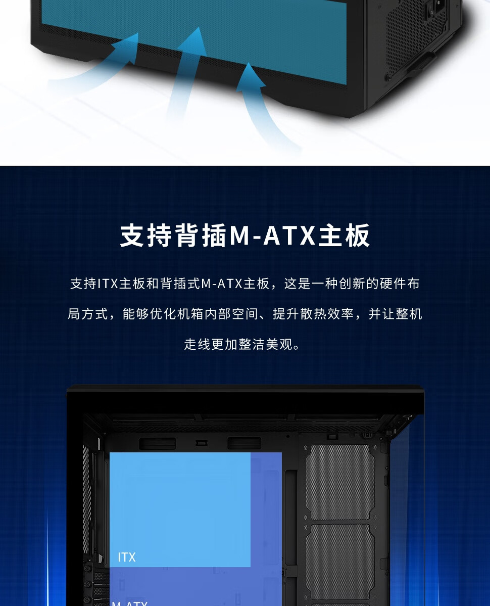 LIANLI Lianli Fengyi V100 MINI PC Case Pre-installed 4 Fans Seaview Case Black / Supports M-ATX Motherboard / 360mm Water Cooling / Pre-installed GPU Bracket 8