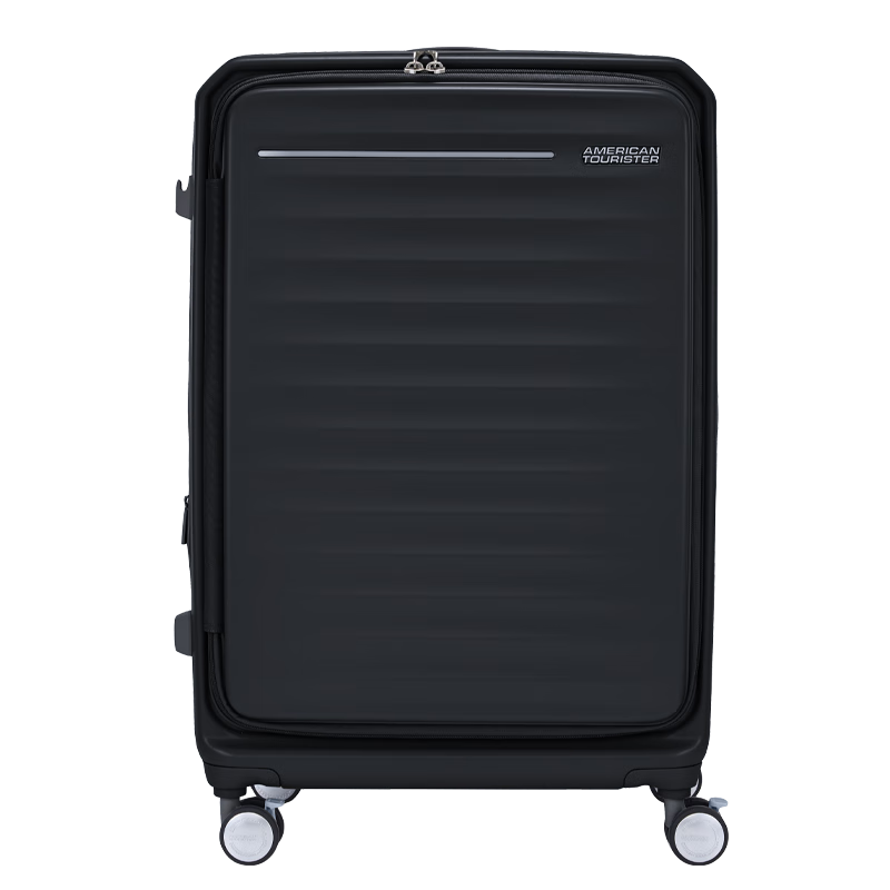 Mei Travel Luggage Front Opening Expandable Trolley Case Carry-On Suitcase 28-inch Black HJ3 Chubby Box