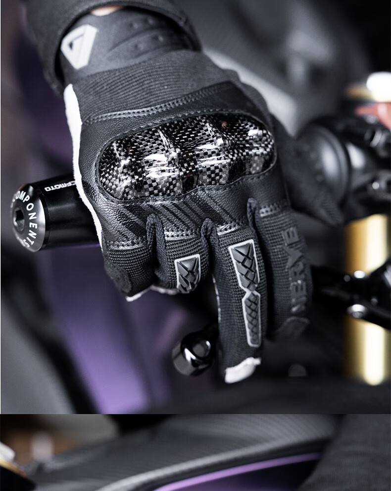 NERVE Cyber Motorcycle Riding Gloves Magnetic Spring Summer Unisex Carbon Fiber Protective Ventilated Breathable Black/Grey 2XL 11